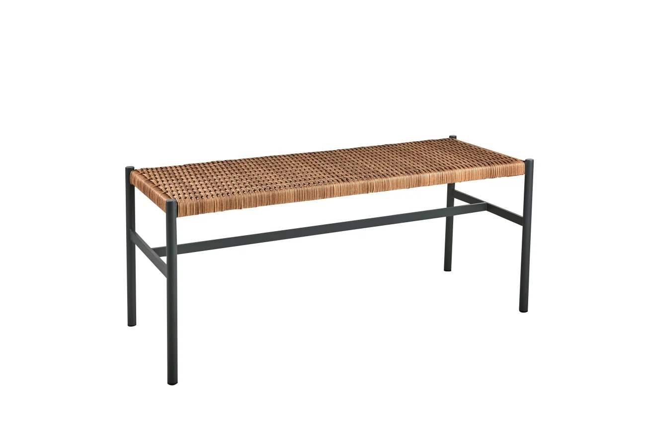 Gartenbank DK 106 cm von Brafab, aus Aluminium und Kunstrattan, modern, anthrazit, für 1–2 Personen