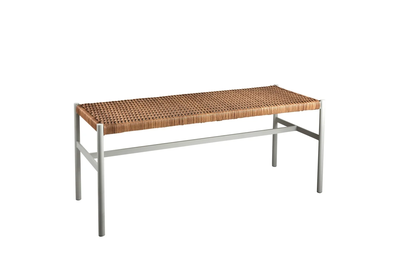 Gartenbank DK 106 cm von Brafab aus Aluminium und Kunstrattan, modern, hellgrau, für 1–2 Personen