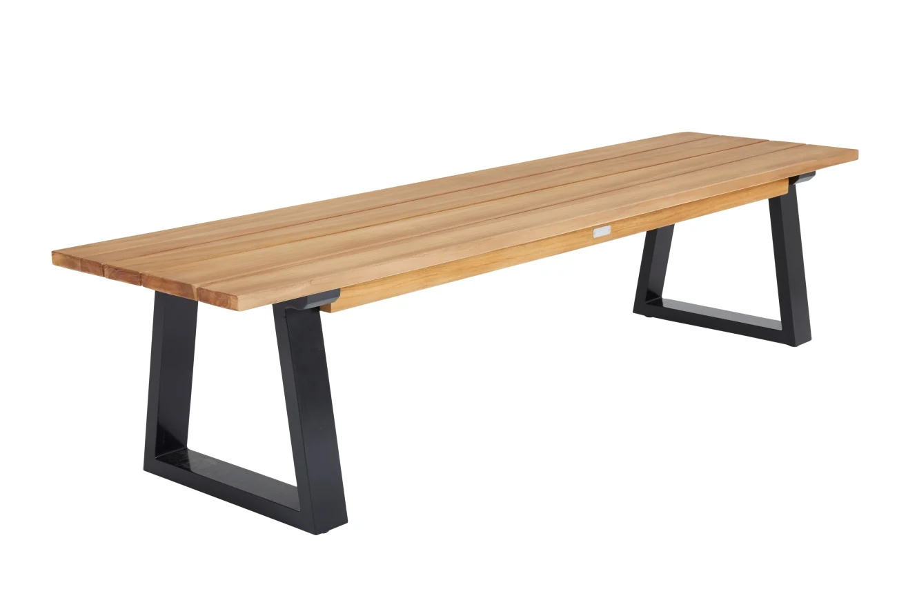 Gartenbank Laurion von Brafab aus Teak und Aluminium, modern, Schwarz Natur, für 2–3 Personen