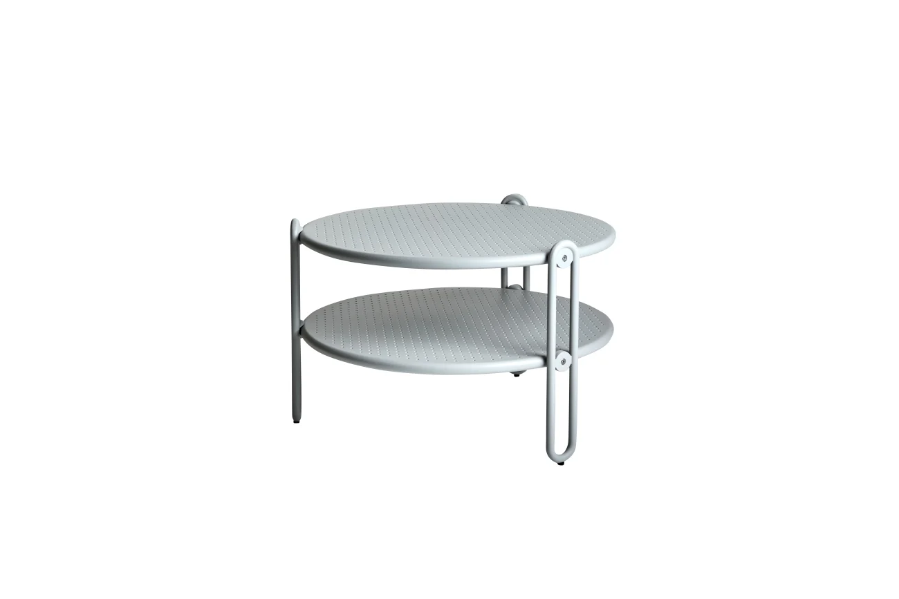 Gartencouchtisch Blixt aus Aluminium, modern und rund, hellgrau, Ø 65 cm, pflegeleicht - Brafab