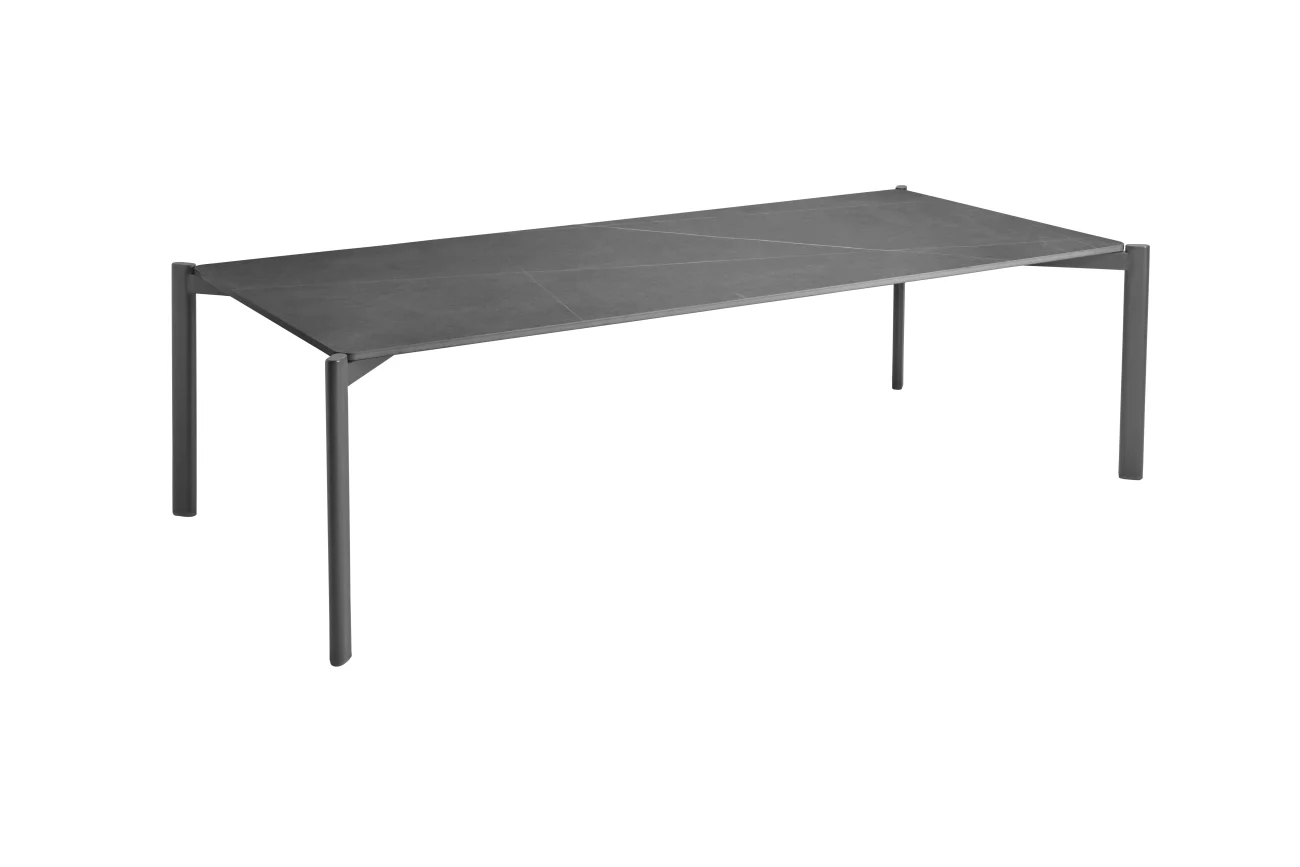 Gartencouchtisch Hallavara aus Stein und Edelstahl, modern, anthrazit, 146x66 cm - Brafab