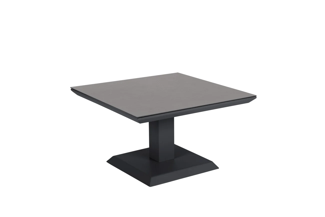 Gartencouchtisch Heis, aus Aluminium und Glas, modern höhenverstellbar, schwarz, 79x79 cm - Brafab