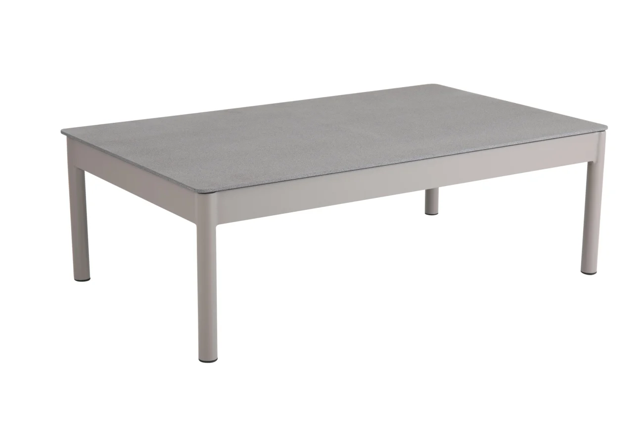 Gartencouchtisch Muro aus Aluminium, modern, taupe-grau, rechteckig 121x73 cm, für Outdoor