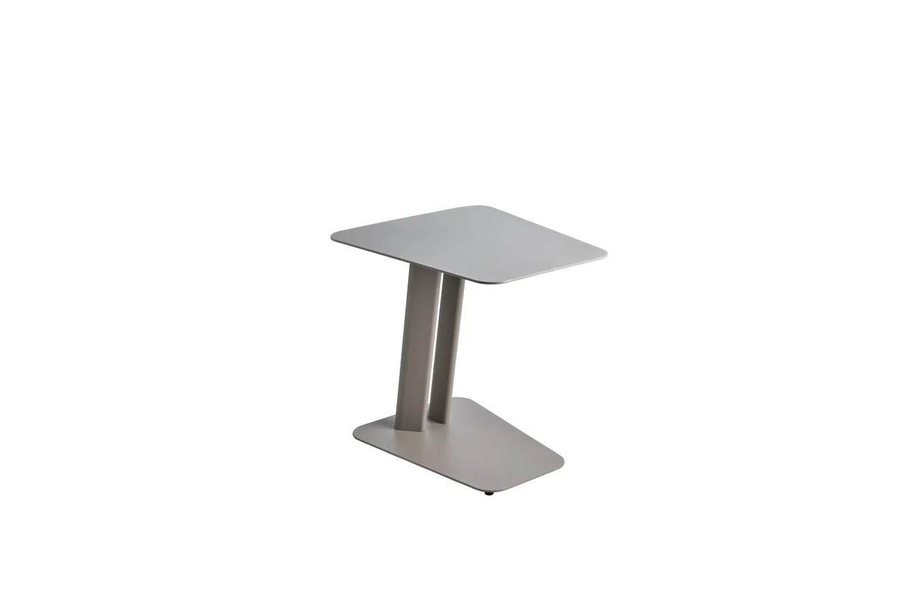 Gartenbeistelltisch Slide, aus pulverbeschichtetem Aluminium, modern, taupe, 50x45 cm - Brafab