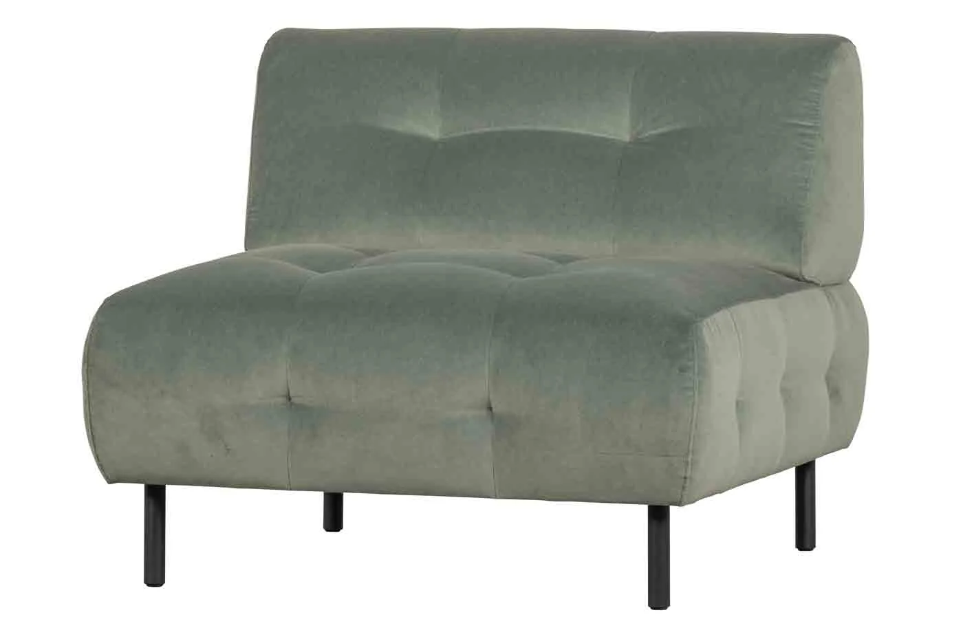 Sessel Lloyd Samt, modernes Design, weich gepolstert, Mint, Metallgestell Schwarz - Woood