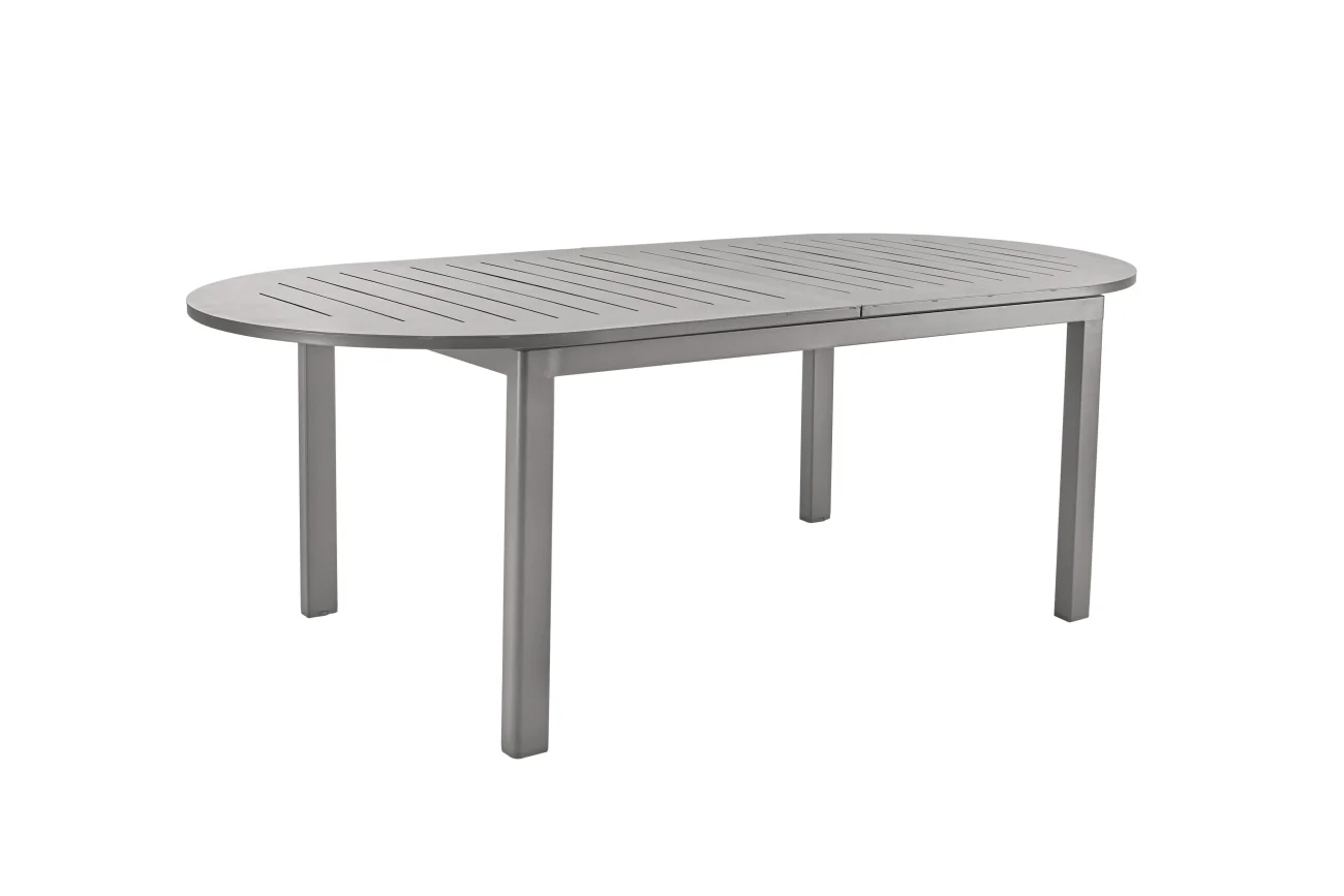 Gartenesstisch Lomma Elipse aus Aluminium, modern, ausziehbar in Taupe, 220-280x110 cm