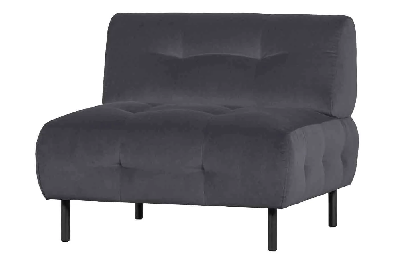 Sessel Lloyd aus Samt, modern und gemütlich, Dunkelgrau, elegantes Design für Dein Zuhause - Woood