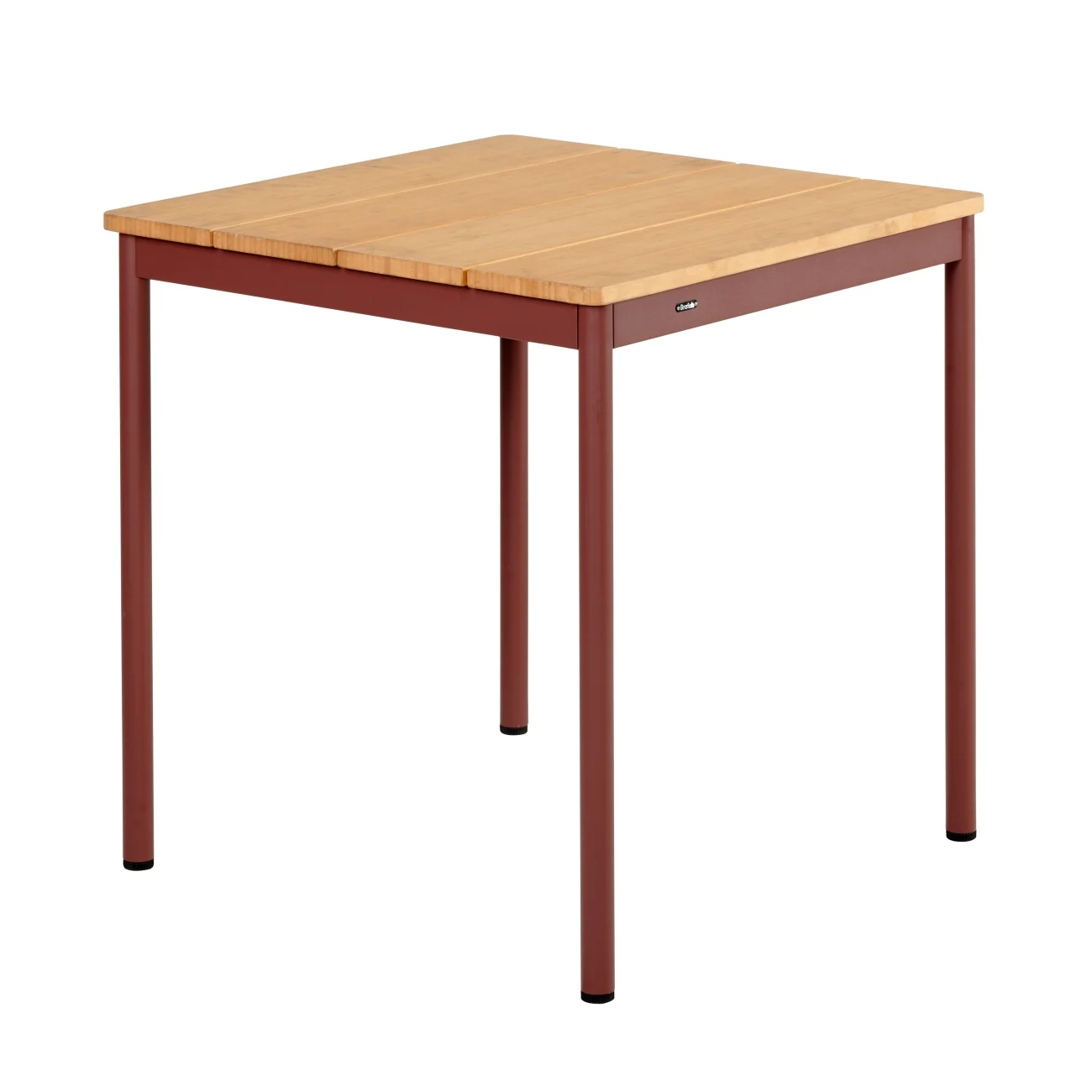 Gartenesstisch Nox aus Aluminium und Bambus, quadratisch, modern, rot natur, 69x69 cm - Brafab