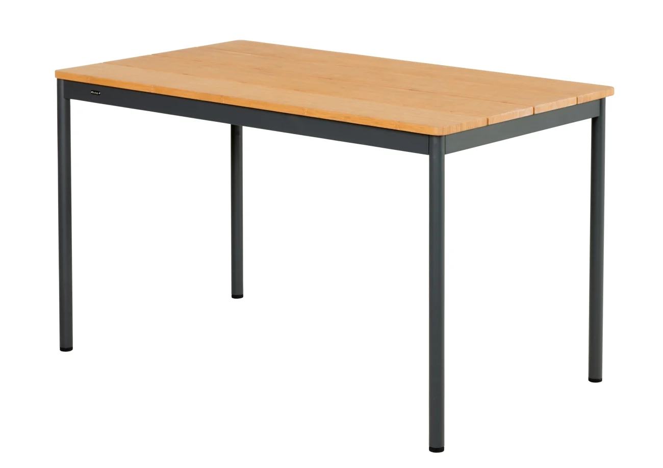 Gartenesstisch Nox aus Aluminium und Bambus, modern, anthrazit, 125x70 cm, für 4–6 Personen - Brafab