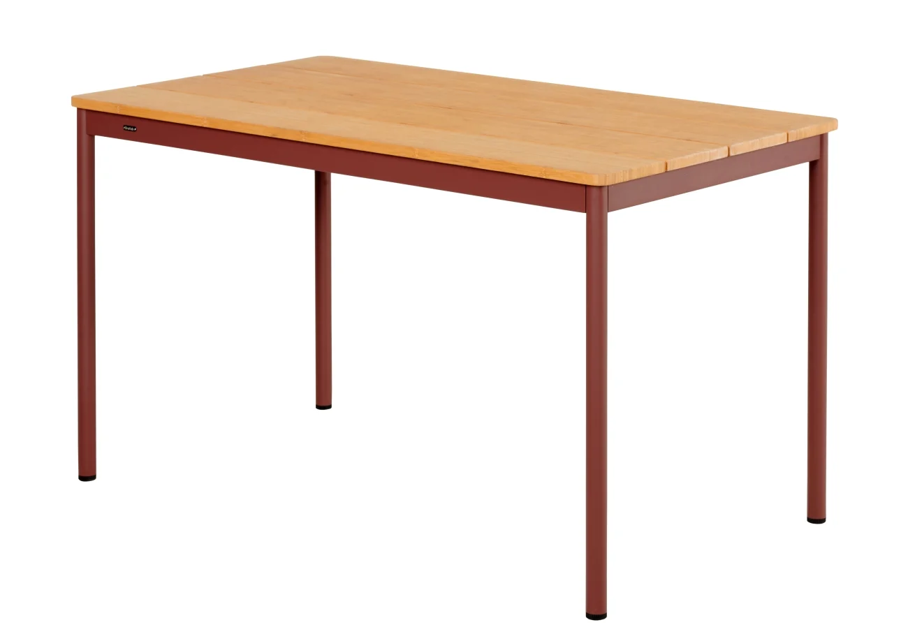 Gartenesstisch Nox aus Aluminium und Bambus, modern, rot natur, 125x70 cm, für 4–6 Personen - Brafab