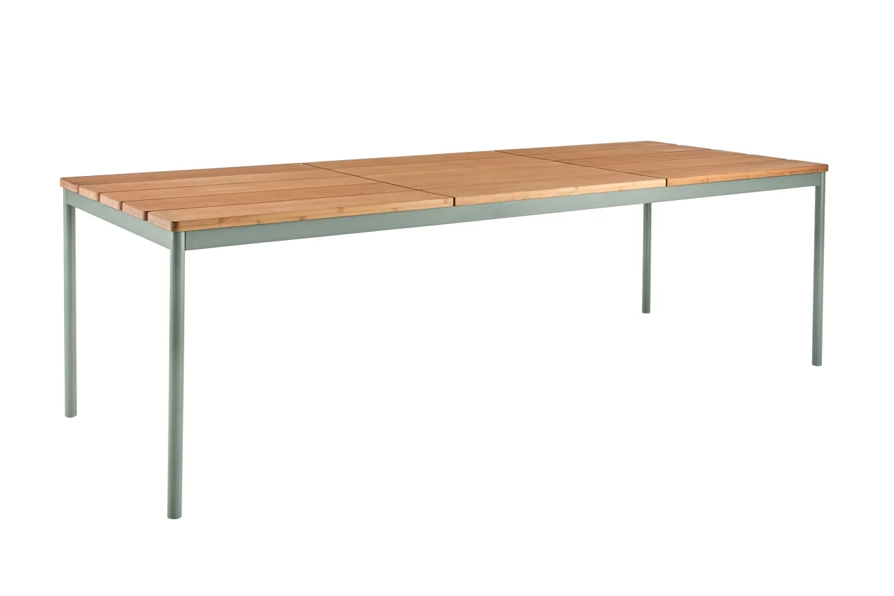 Gartenesstisch Nox aus Aluminium und Bambus, modern, hellgrün, 238x90 cm, für 8–10 Personen - Brafab