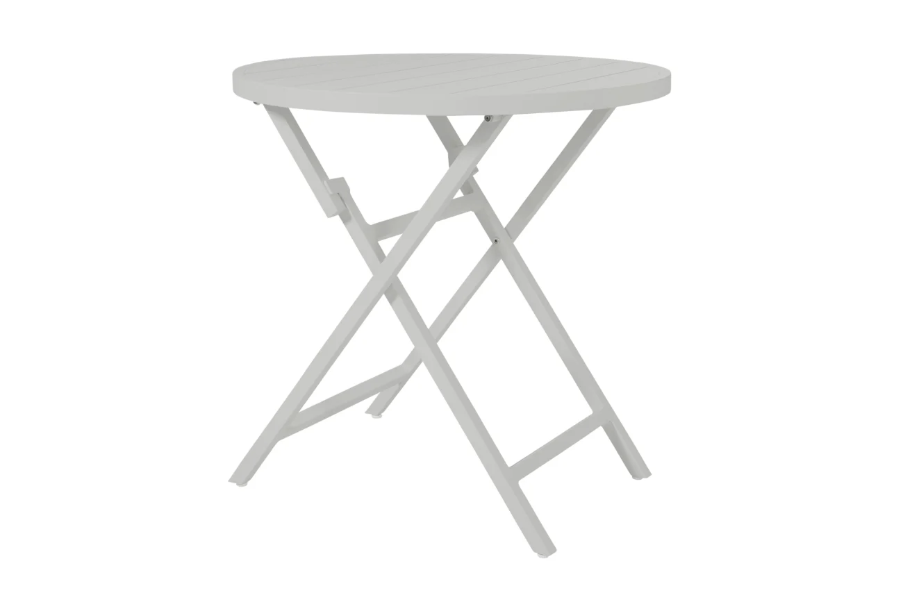 Gartenesstisch Wilkie aus Aluminium, modern klappbar, rund in Hellgrau, Ø 72 cm - Brafab