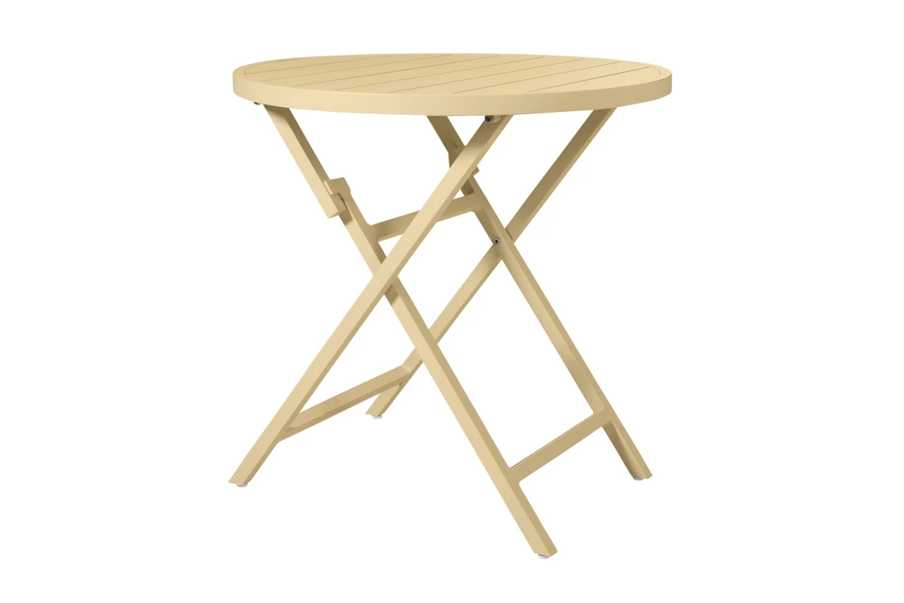 Gartenesstisch Wilkie aus Aluminium, modern klappbar, rund in Lemon, Ø 72 cm, für 2–4 Personen - Brafab