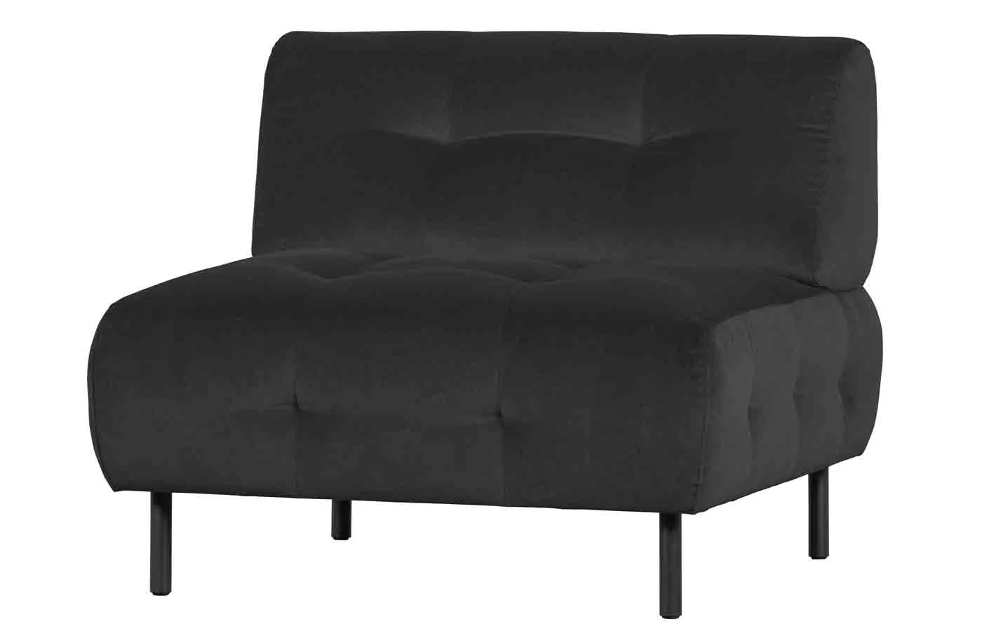 Sessel Lloyd aus Samt, modern und gepolstert, schwarz, elegantes Design für Dein Wohnzimmer - Woood