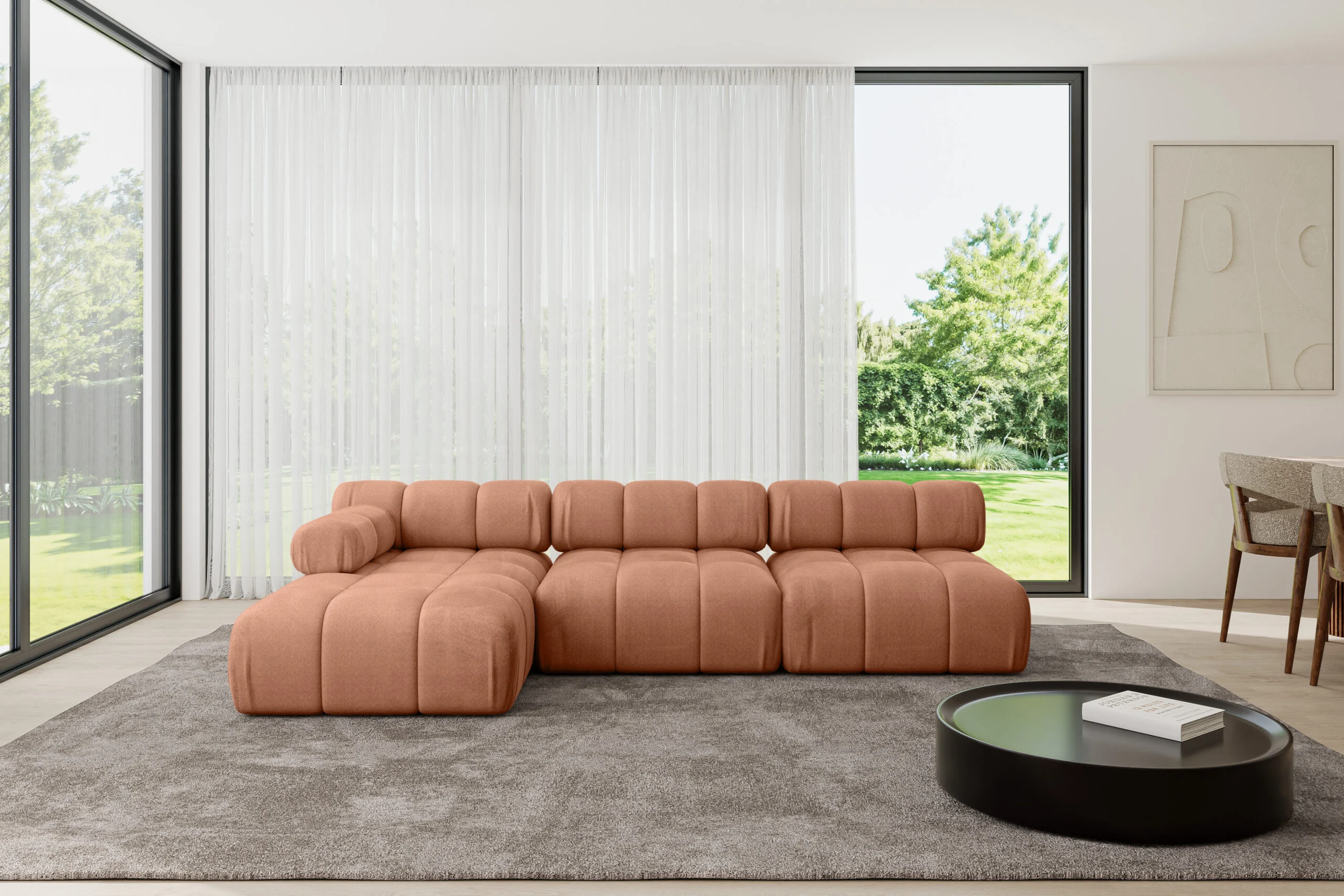 Ecksofa Razon-L2 Apricot - Monolith 61