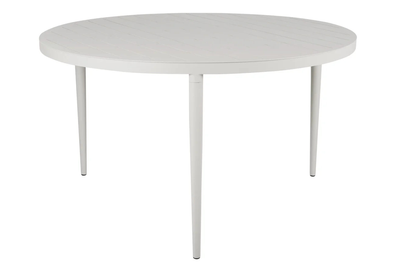 Gartenesstisch Bigby aus Aluminium, modern rund, hellgrau, Ø 130 cm, für 4–6 Personen - Brafab