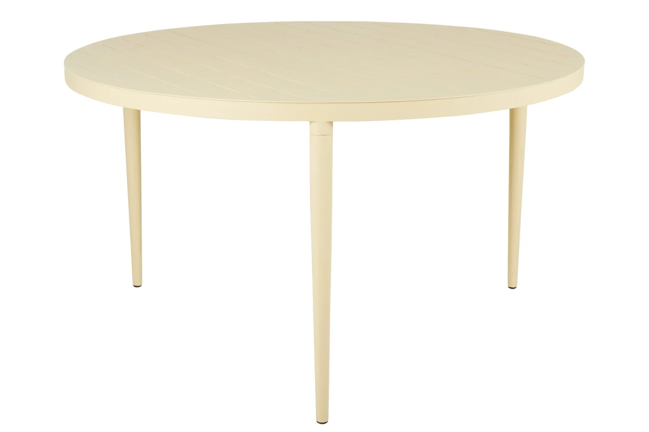 Gartenesstisch Bigby aus Aluminium, modern rund, Lemon Gelb, Ø 130 cm, für 4–6 Personen - Brafab