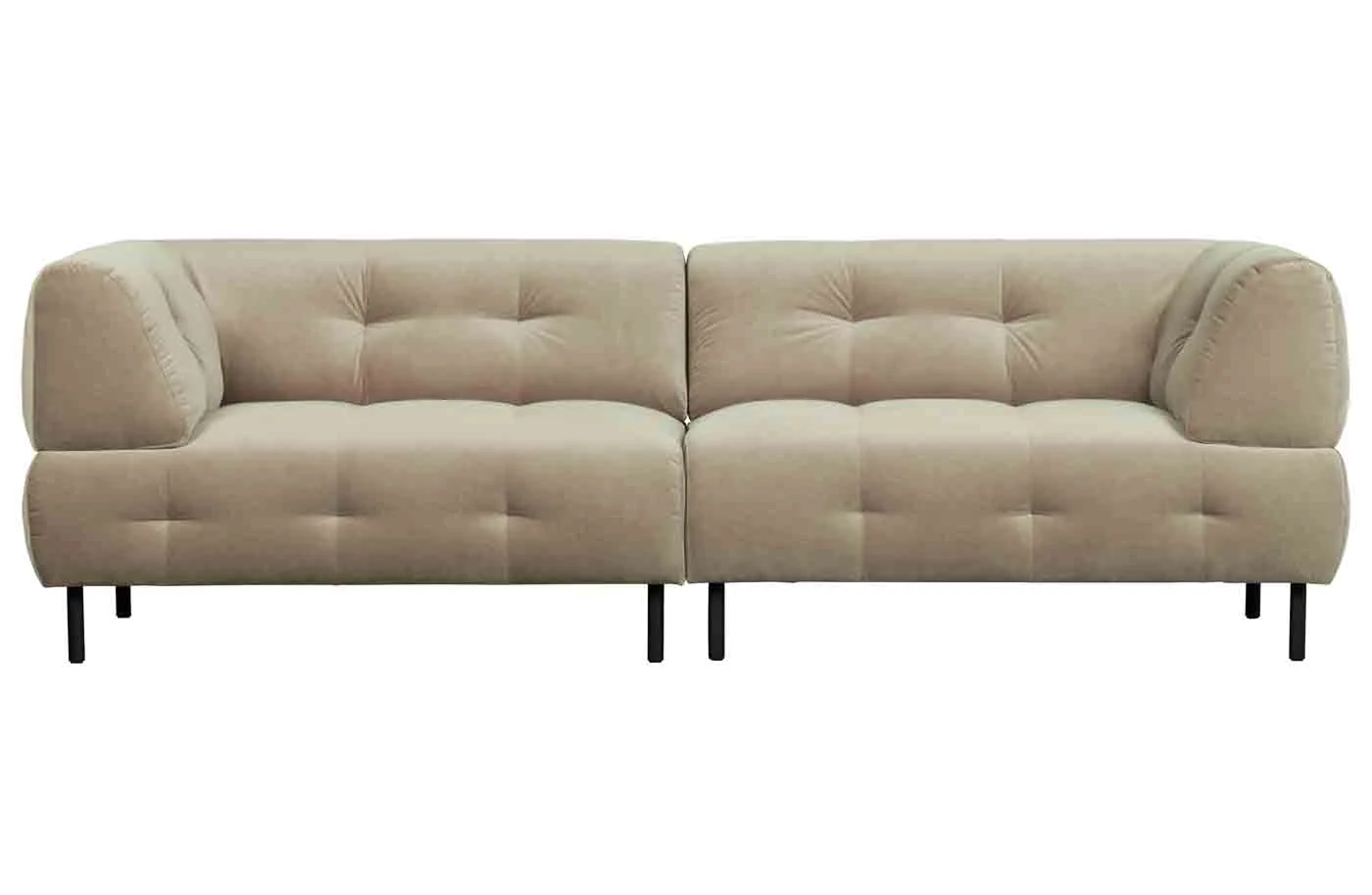 Sofa Lloyd aus Samt, modern und elegant, sandfarben, für 3–4 Personen, weiche Polsterung - Woood