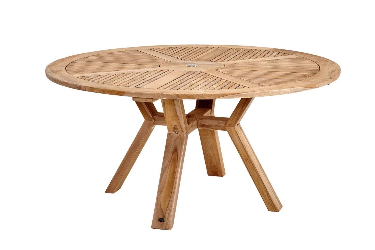Gartenesstisch Circus aus Teak, modern, rund, natur, für 6–8 Personen, Ø 150 cm - Brafab