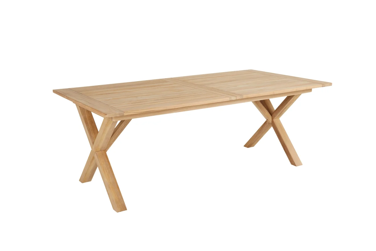 Gartenesstisch Brutus aus Teakholz, modern und ausziehbar, natur, 200–265x100 cm, für 6–8 Personen - Brafab