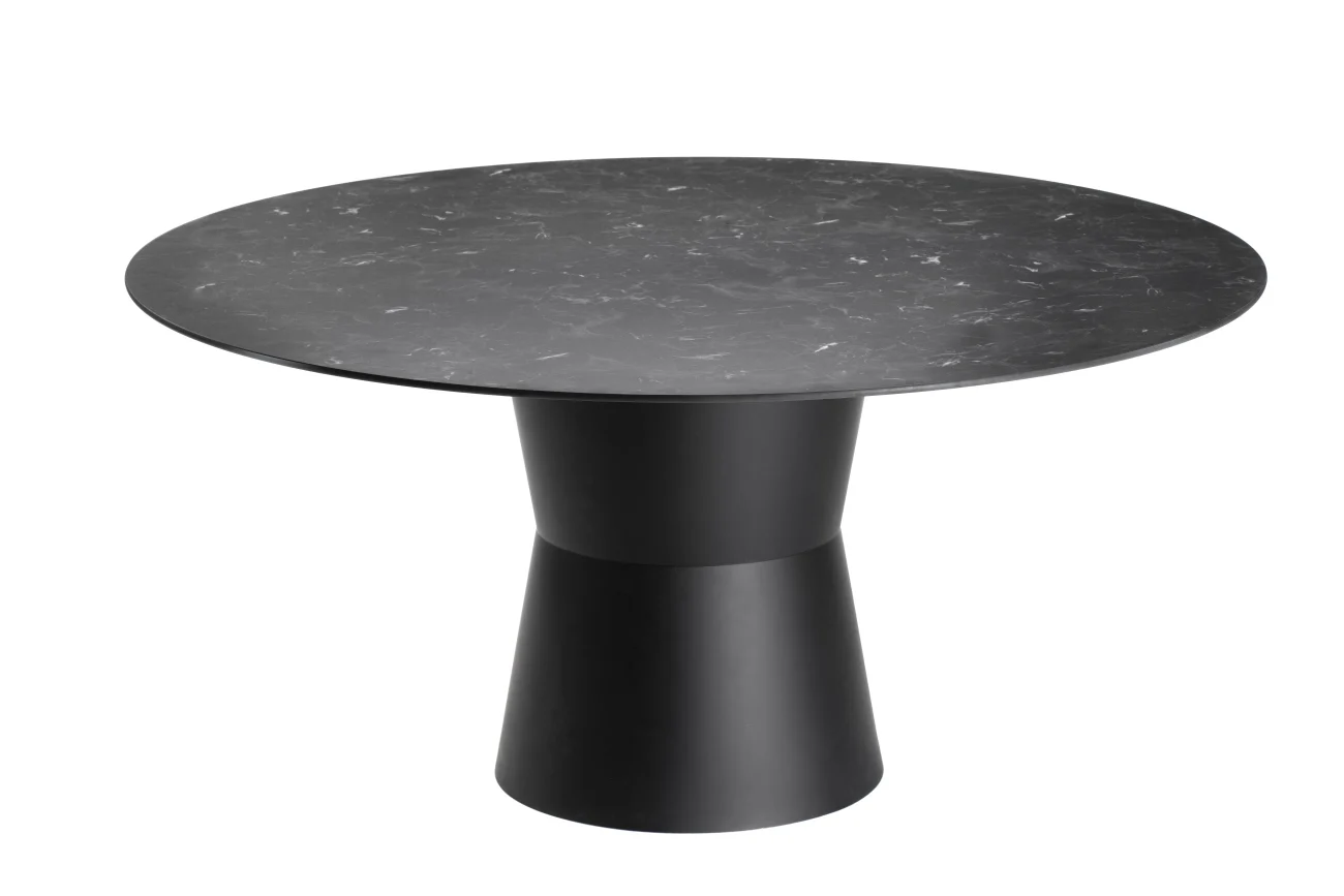 Gartenesstisch Nidaba aus HPL-Laminat, modern, rund, Schwarz, für 6–8 Personen, Ø 160 cm