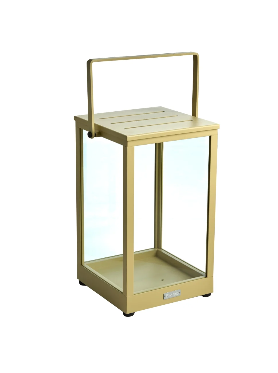 Windlicht Belfort aus Aluminium und Glas, modern, in Lemon Gelb, großes Design, Brafab