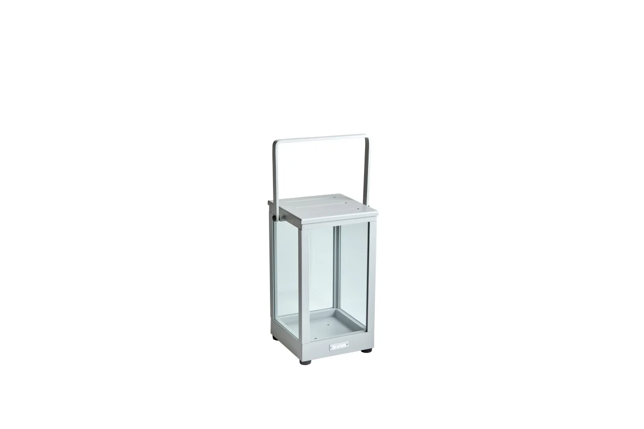 Windlicht Belfort aus Aluminium und Glas, modern, hellgrau, Small, stilvolles Design, 20x20x37 cm - Brafab