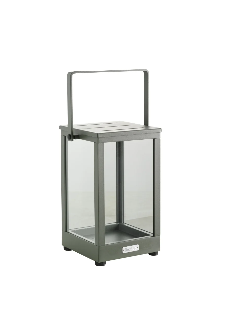 Windlicht Belfort aus Aluminium und Glas, modern, Nordic Green, Small, 20x20x37 cm - Brafab