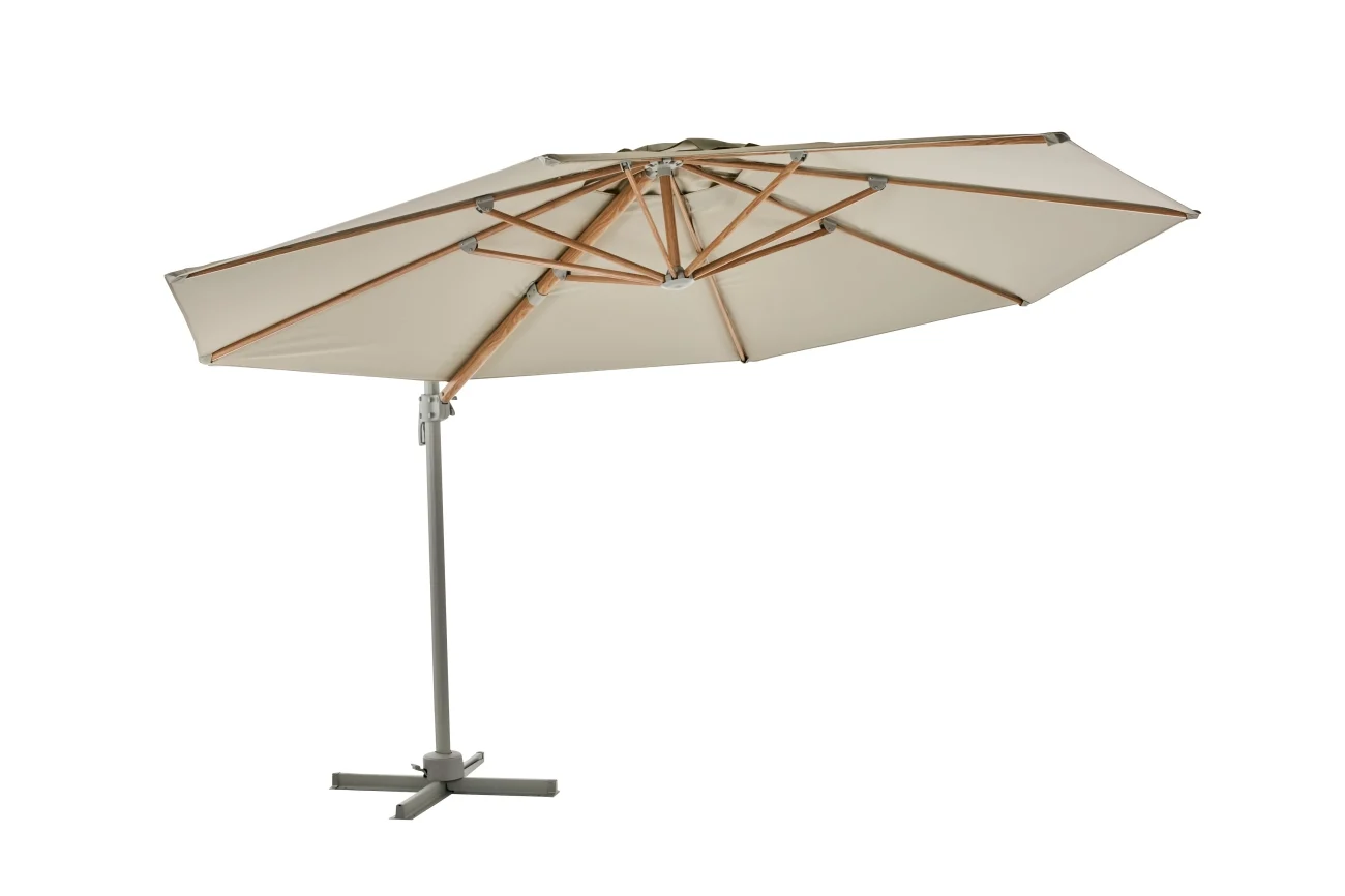 Sonnenschirm Luzzi aus Aluminium und Polyester, modern neigbar, Ø 350 cm, beige, mit winddichtem Kamin - Brafab