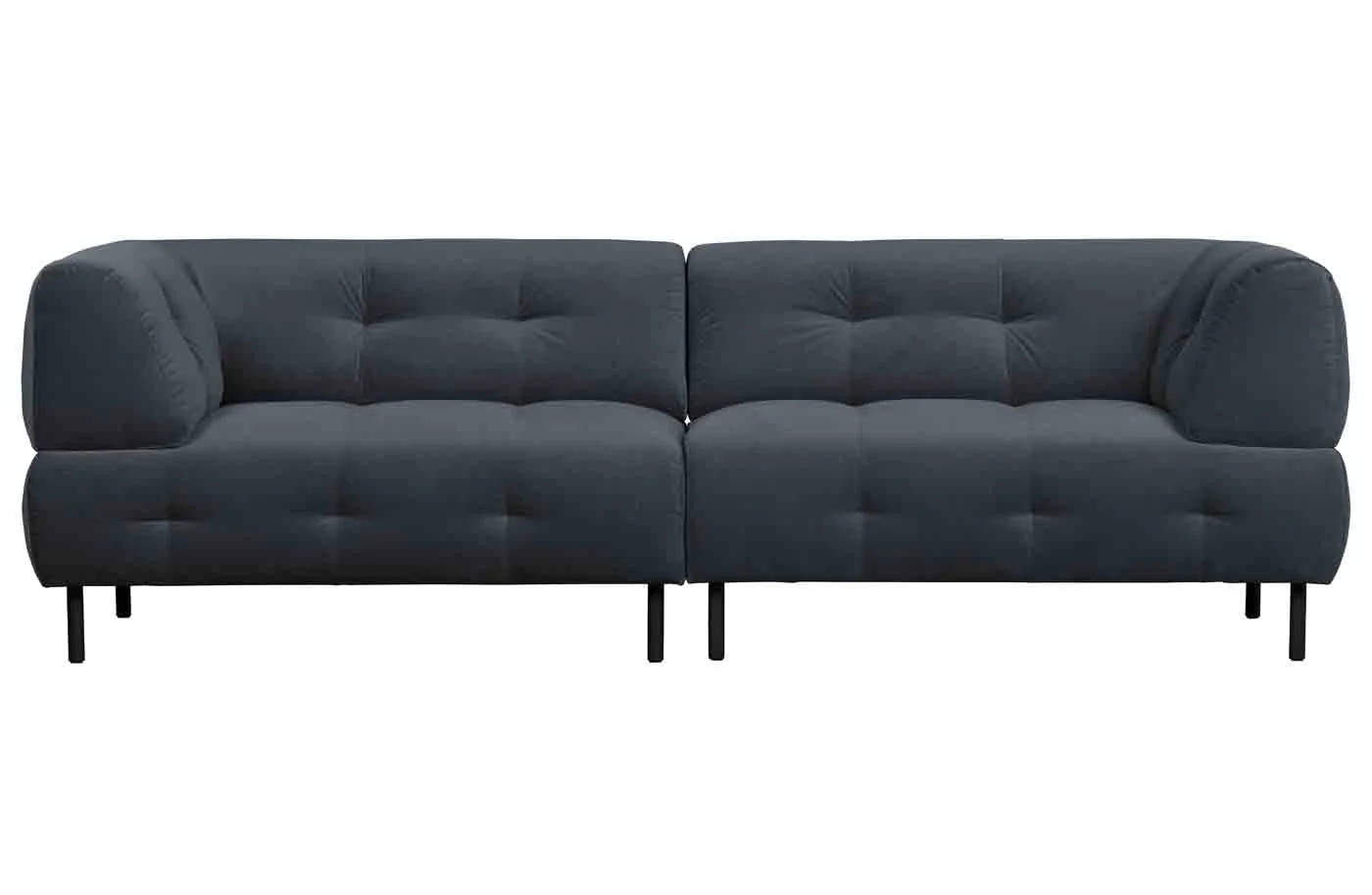 Sofa Lloyd aus Samt, modern und elegant, dunkelgrau, bequem für 3–4 Personen - Woood