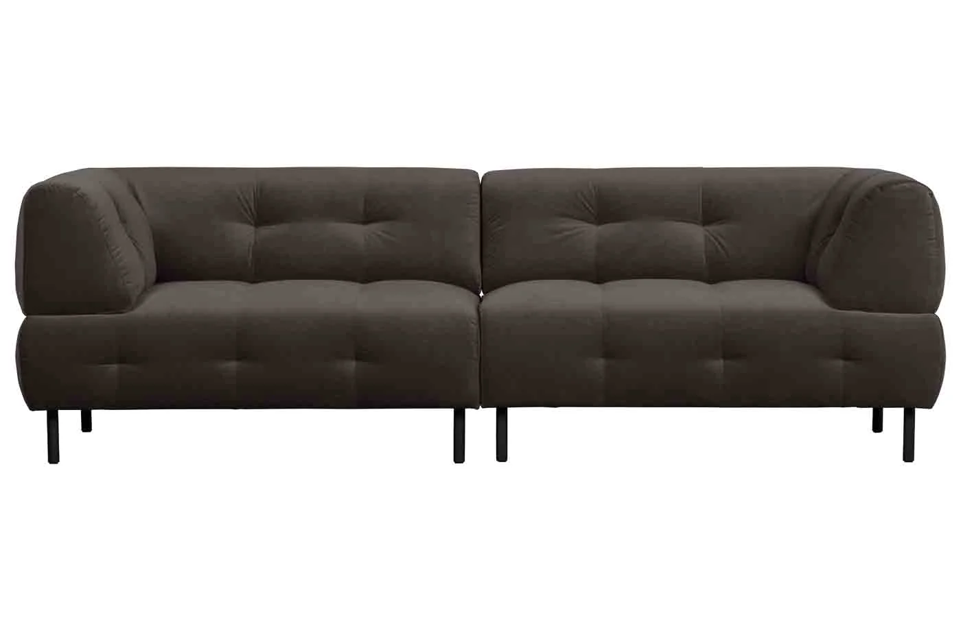 Sofa Lloyd aus Samt, modern und elegant, schwarz, komfortabel gepolstert, für 3–4 Personen - Woood