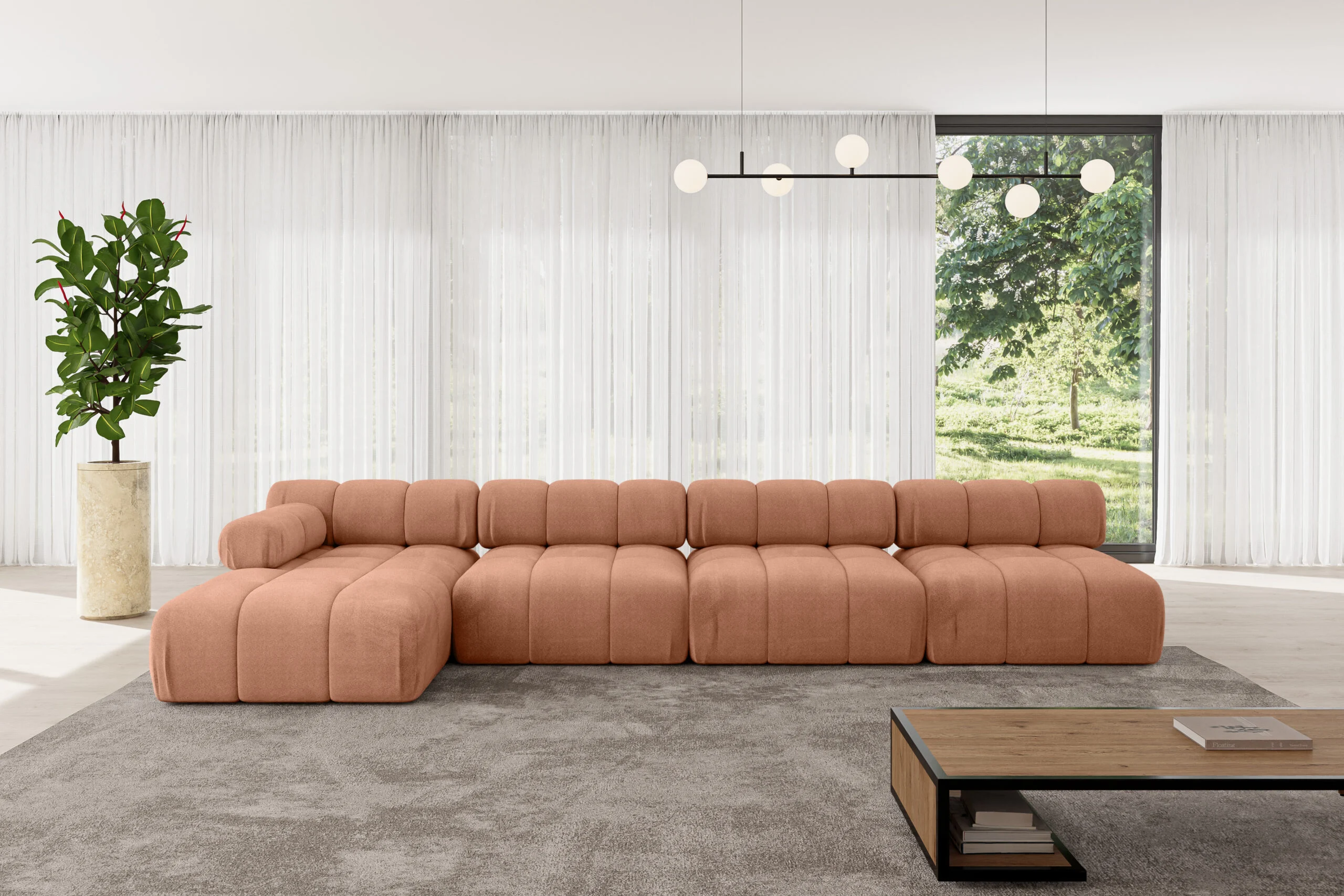 Ecksofa Razon-L3 Apricot - Monolith 61