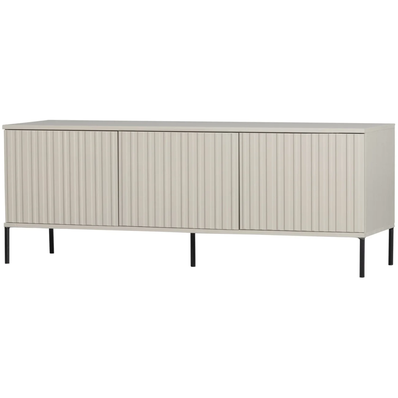 TV Board Gravure Kiefernholz, modernes Design mit Push-to-Open, hellgrau Dust, 150 cm