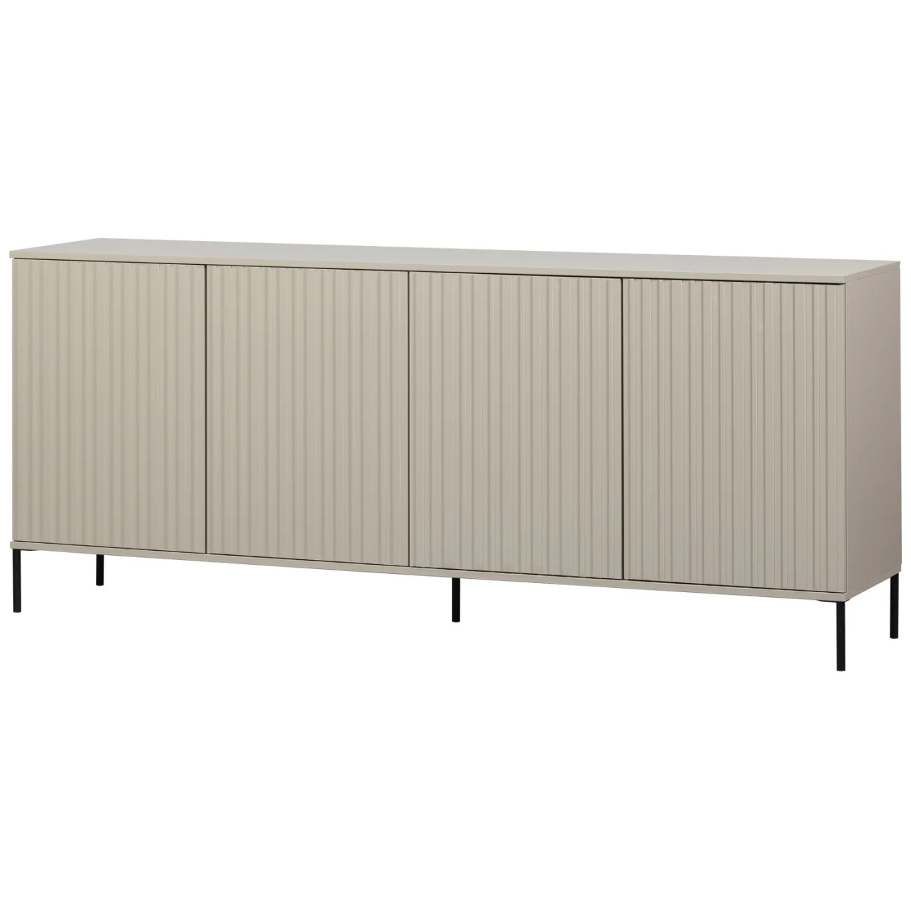 Sideboard Gravure aus Kiefernholz, modernes Design, hellgrau Dust, Push-to-Open-System