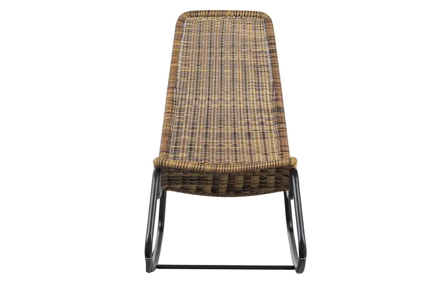 Schaukelstuhl Tom aus Poly-Rattan und Metall, modern, Outdoor geeignet, naturfarben