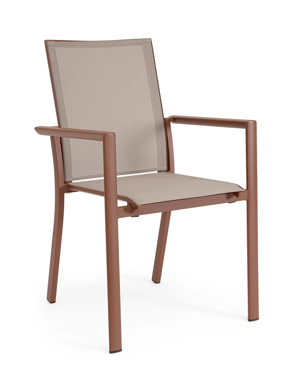 Gartenstuhl Konnor aus Aluminium und Textilene, modern und stapelbar, mit Armlehne, Farbe Barn - Bizzotto