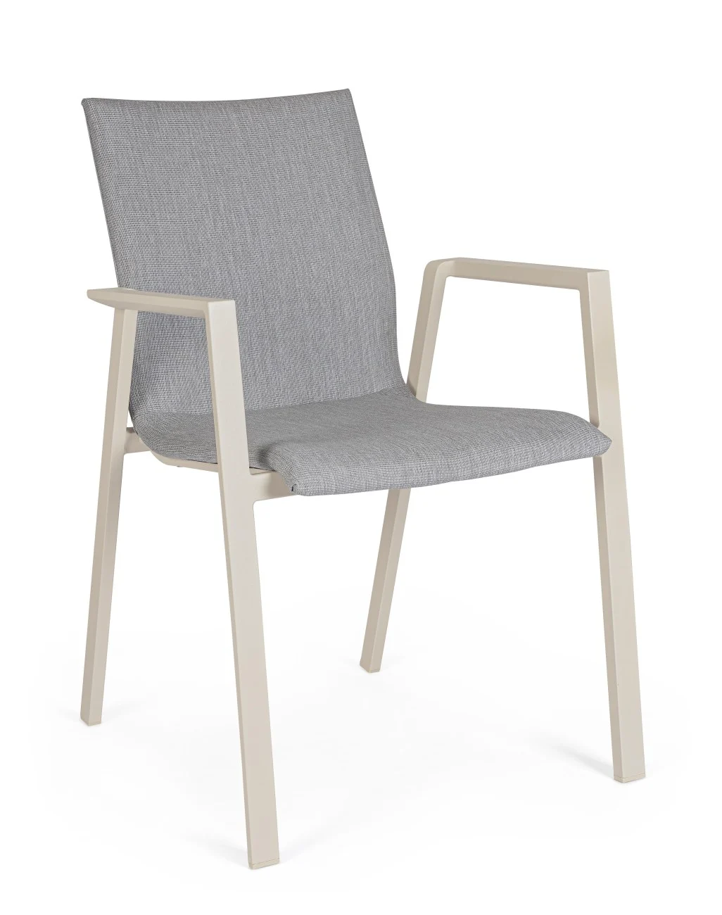 Gartenstuhl Odeon aus Aluminium, modern und stapelbar, gepolstert, beige Pelikan, Outdoor - Bizzotto