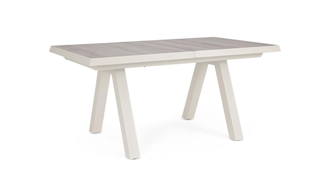 Gartenesstisch Krion aus Aluminium und Keramik, modern ausziehbar, beige Pelikan, für 6–8 Personen - Bizzotto