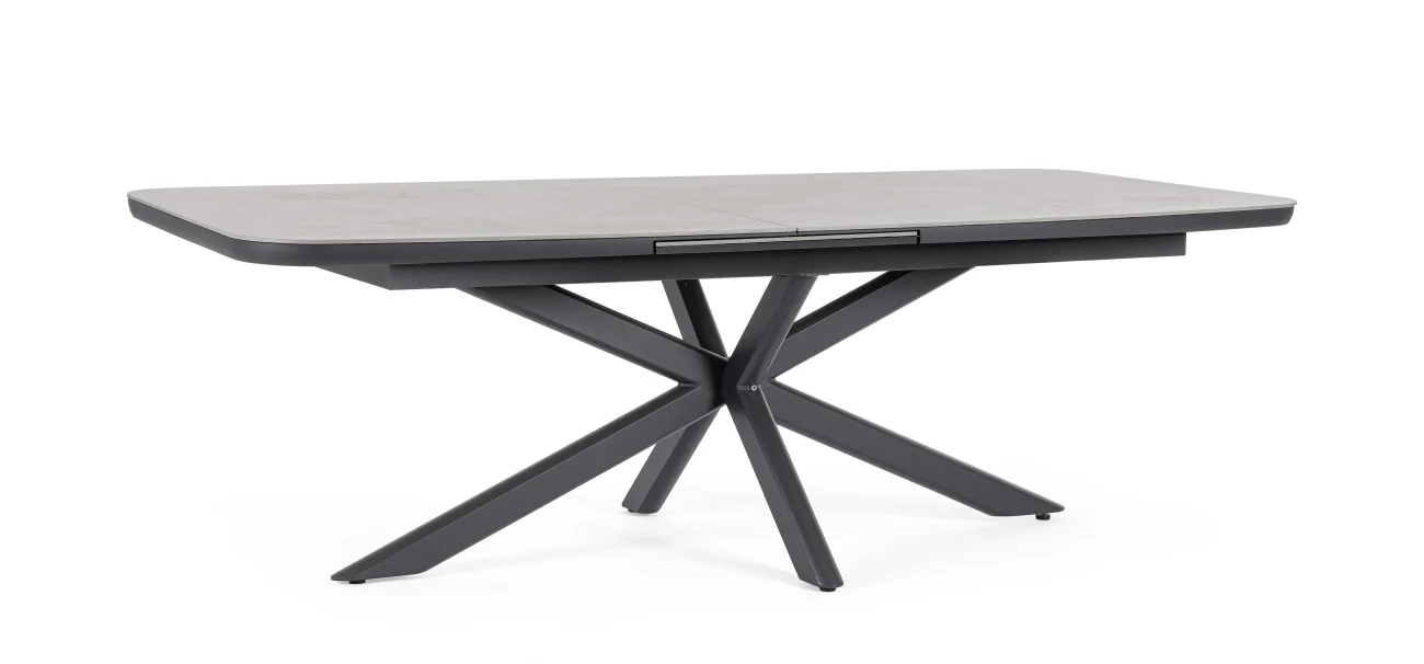 Gartenesstisch Pascal ausziehbar, Aluminium und gesinterter Stein, modern, anthrazit, für 8–10 Personen - Bizzotto