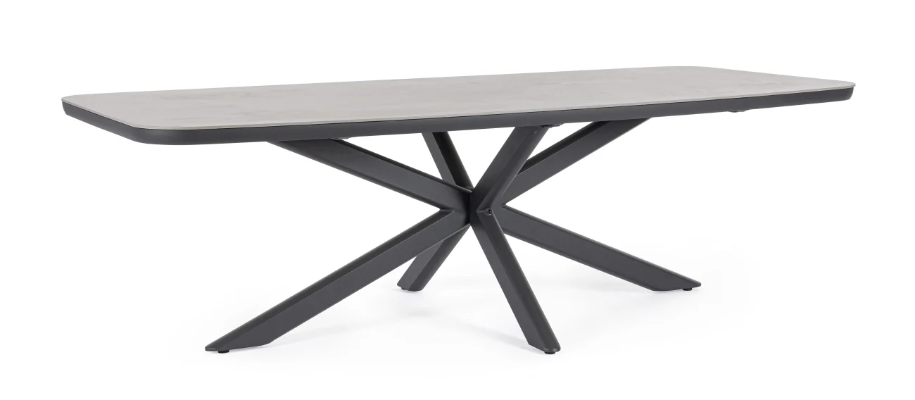 Gartenesstisch Isacco aus Aluminium und Stein, modern, anthrazit, für 6–8 Personen, 240x110 cm - Bizzotto