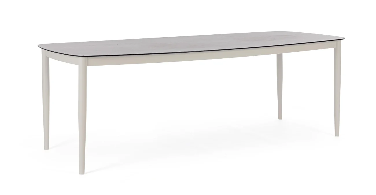 Gartenesstisch Nestor Aluminium, modern rechteckig, beige Morny, 220x100 cm, für 6-8 Personen