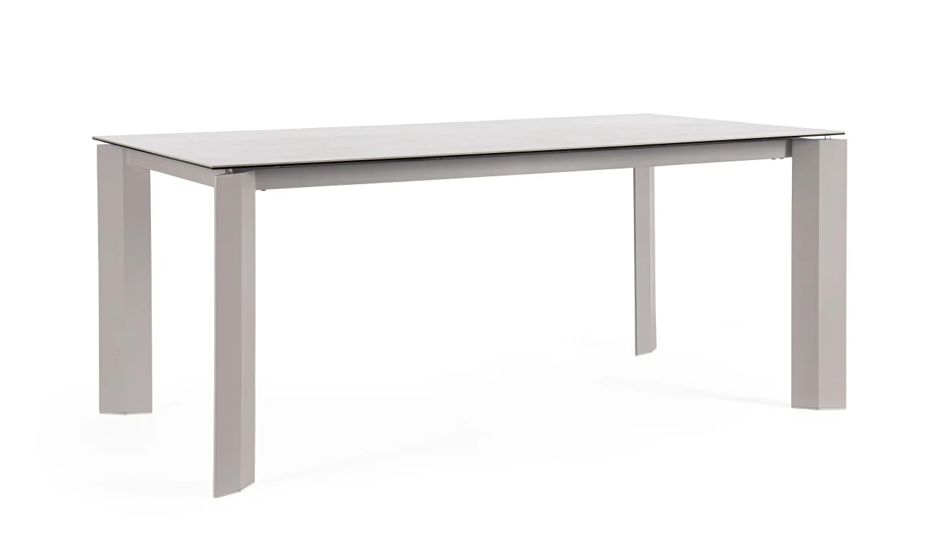 Gartenesstisch Otavio aus Aluminium und Keramik, modern rechteckig, Moon Taupe, 180x95 cm - Bizzotto