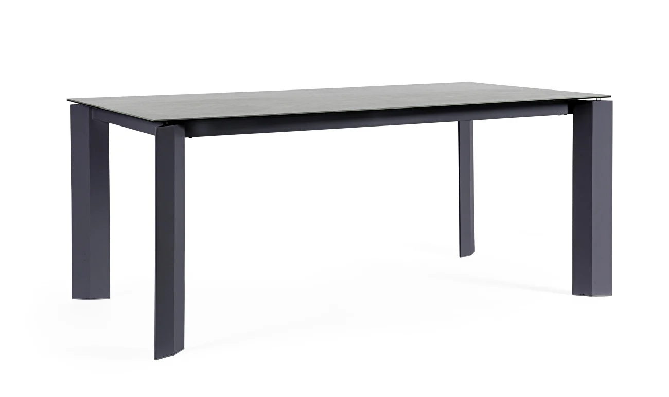 Gartenesstisch Otavio aus Aluminium und Keramik, modern rechteckig, anthrazit, 180x95 cm, für 4–6 Personen - Bizzotto