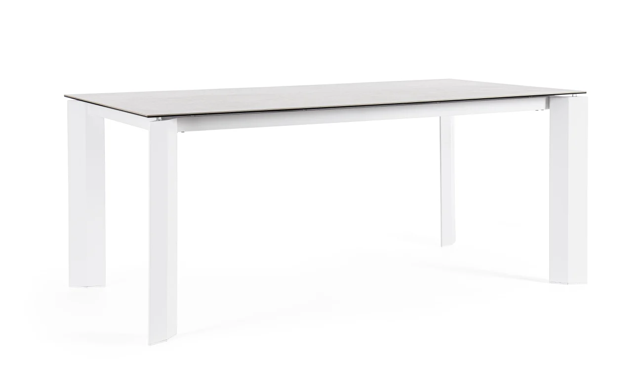 Gartenesstisch Otavio aus Aluminium, modern und wetterfest, weiß, 180x95 cm, für 4–6 Personen - Bizzotto