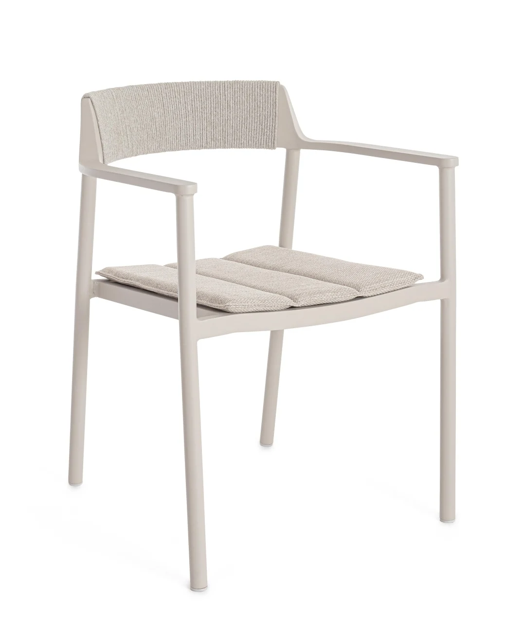 Gartenstuhl Ropery aus Aluminium, modern und stapelbar, beige Morny, inkl. Kissen - Bizzotto