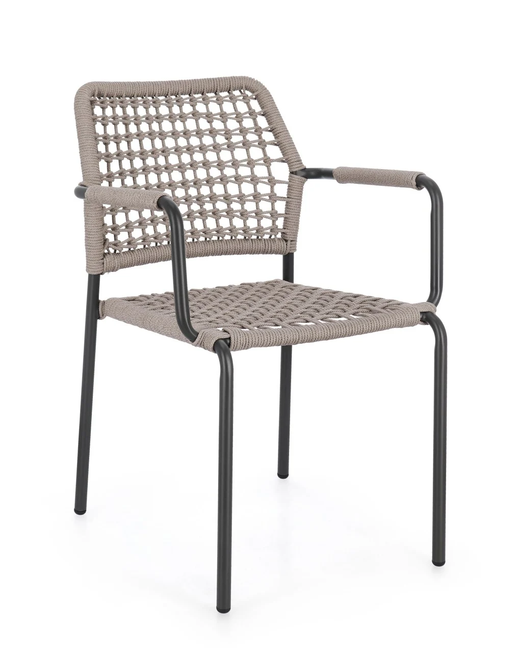 Gartenstuhl Rajada aus Aluminium, modernes Design, taupe anthrazit, stapelbar für Outdoor - Bizzotto