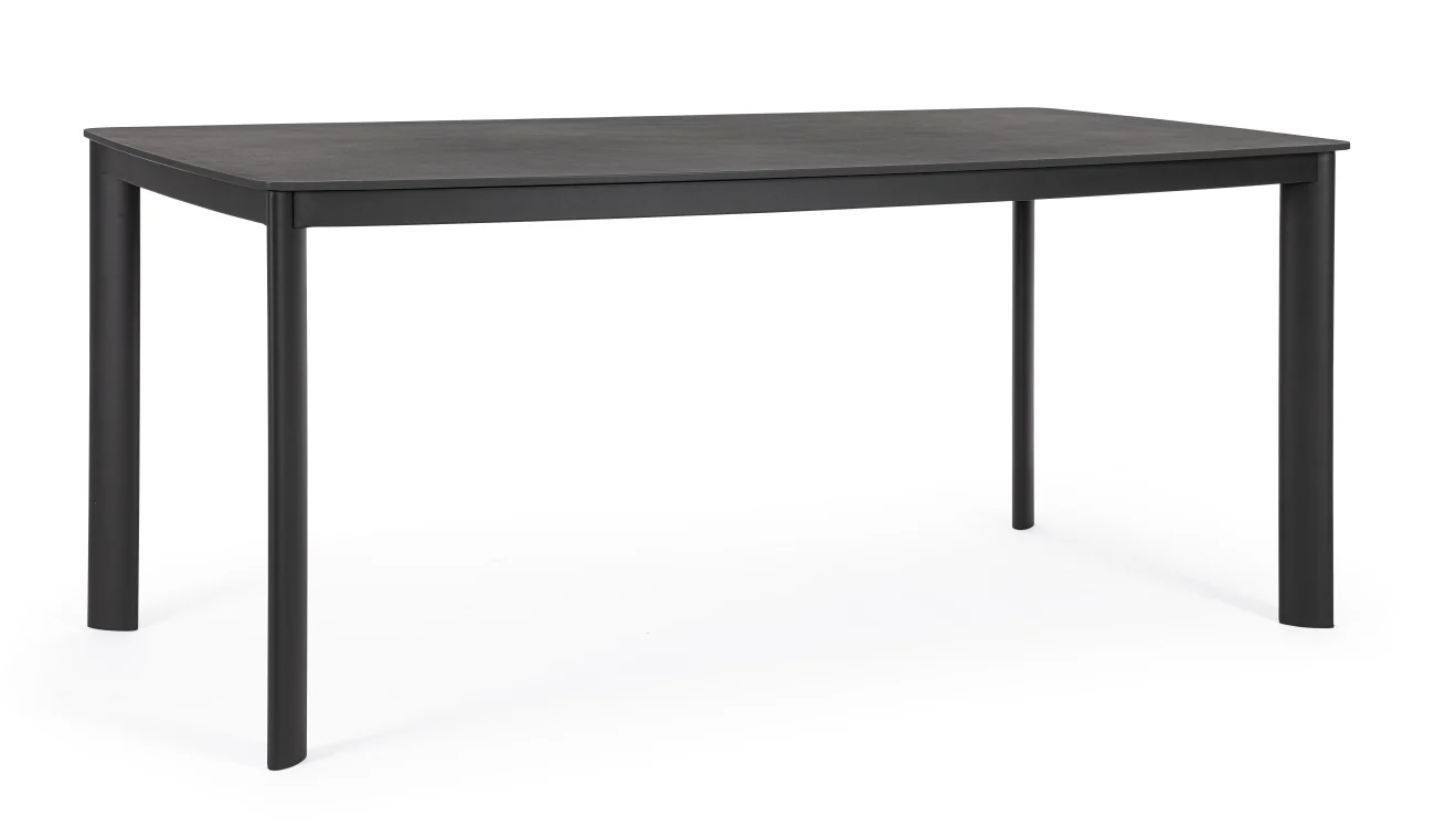 Gartenesstisch Alcora aus Aluminium und Stein, modern, anthrazit, 180x90 cm, für 4–6 Personen - Bizzotto