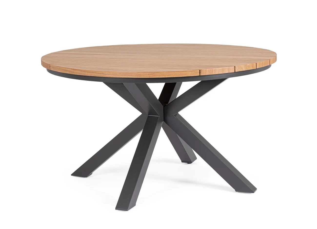 Gartenesstisch Zelmar Aluminium, modern skandinavisch, rund Ø 130 cm, natur-anthrazit, für 4-6 Personen