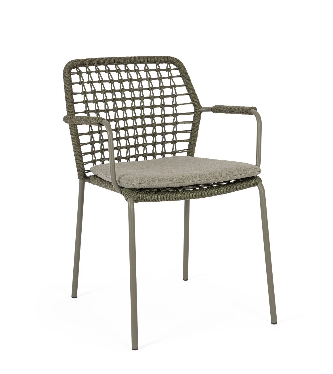 Gartenstuhl Canar aus Metall, modern und stapelbar, grün, inkl. Kissen mit abnehmbarem Bezug - Bizzotto