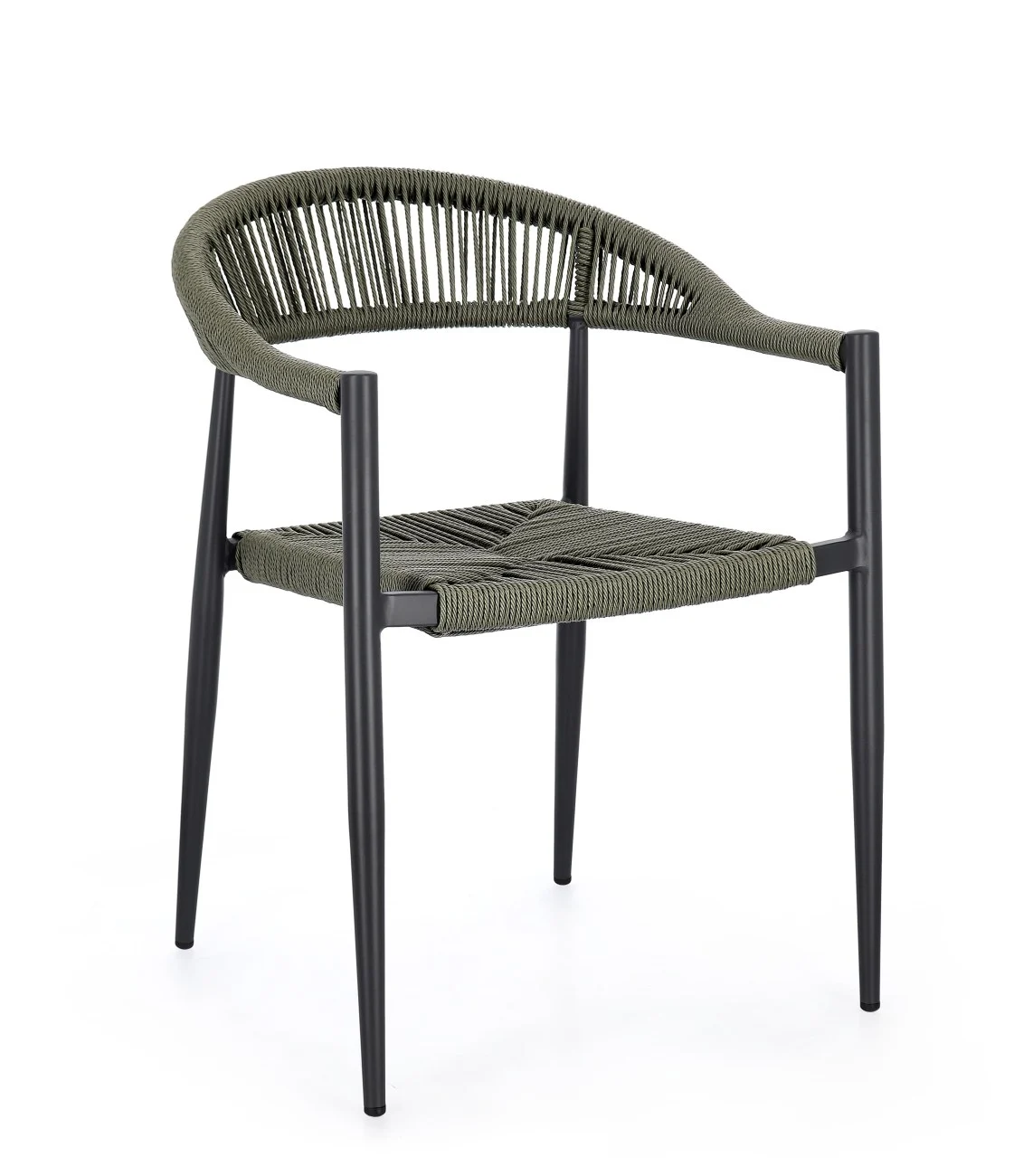 Gartenstuhl Jandia aus Aluminium, modernes Design, stapelbar, anthrazit grün, outdoor geeignet - Bizzotto